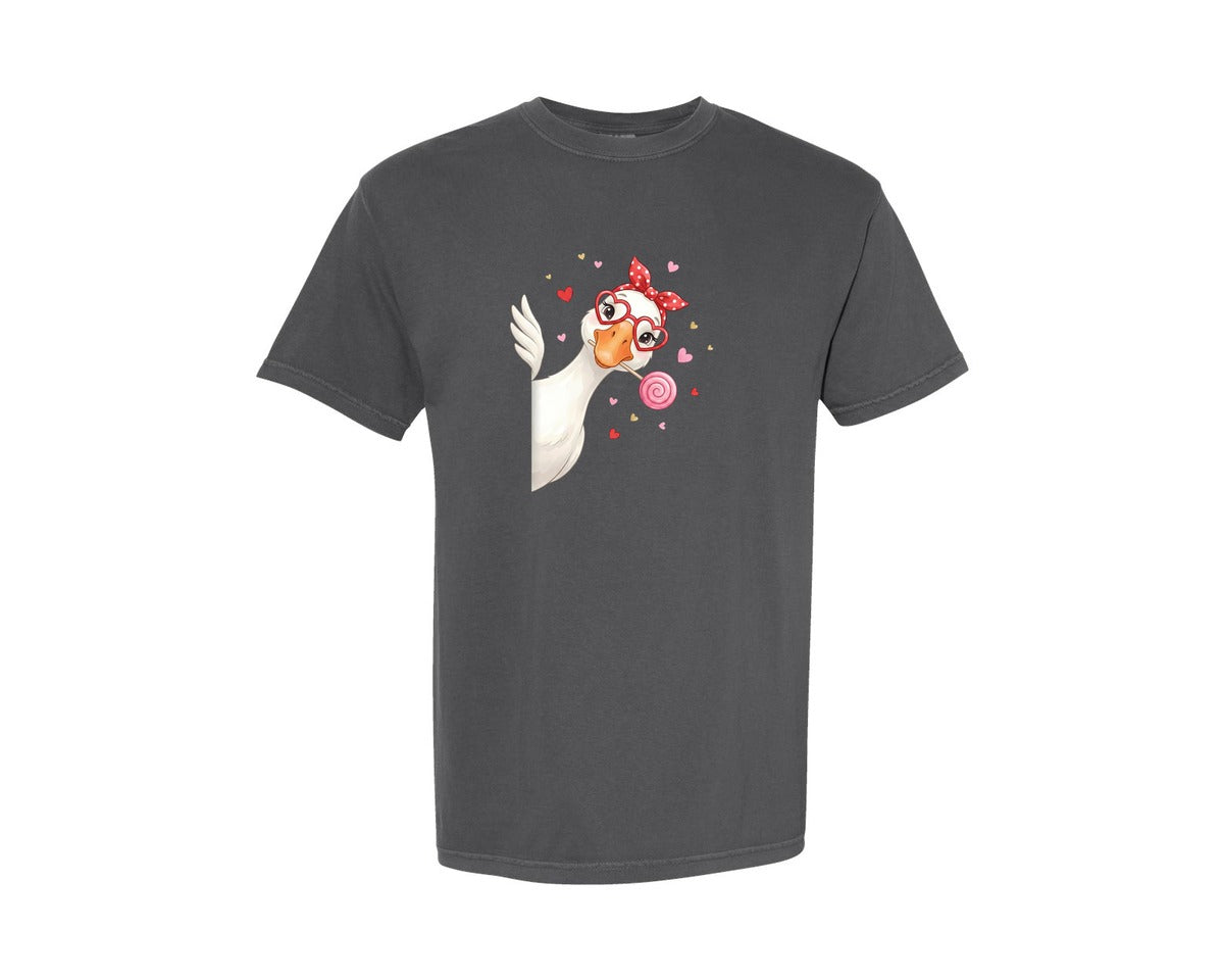 brand:Comfort Colors|color:Pepper|Cute Valentine Goose 4 Graphic T-Shirt