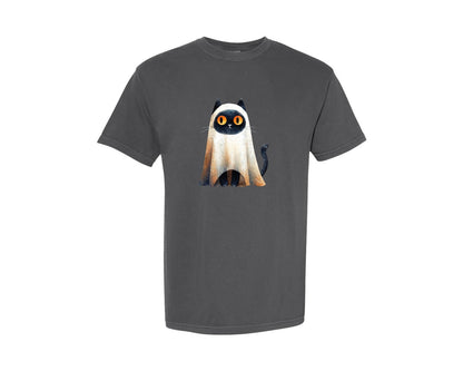 brand:Comfort Colors|color:Pepper|Halloween Ghost And Cat 27 Graphic T-Shirt