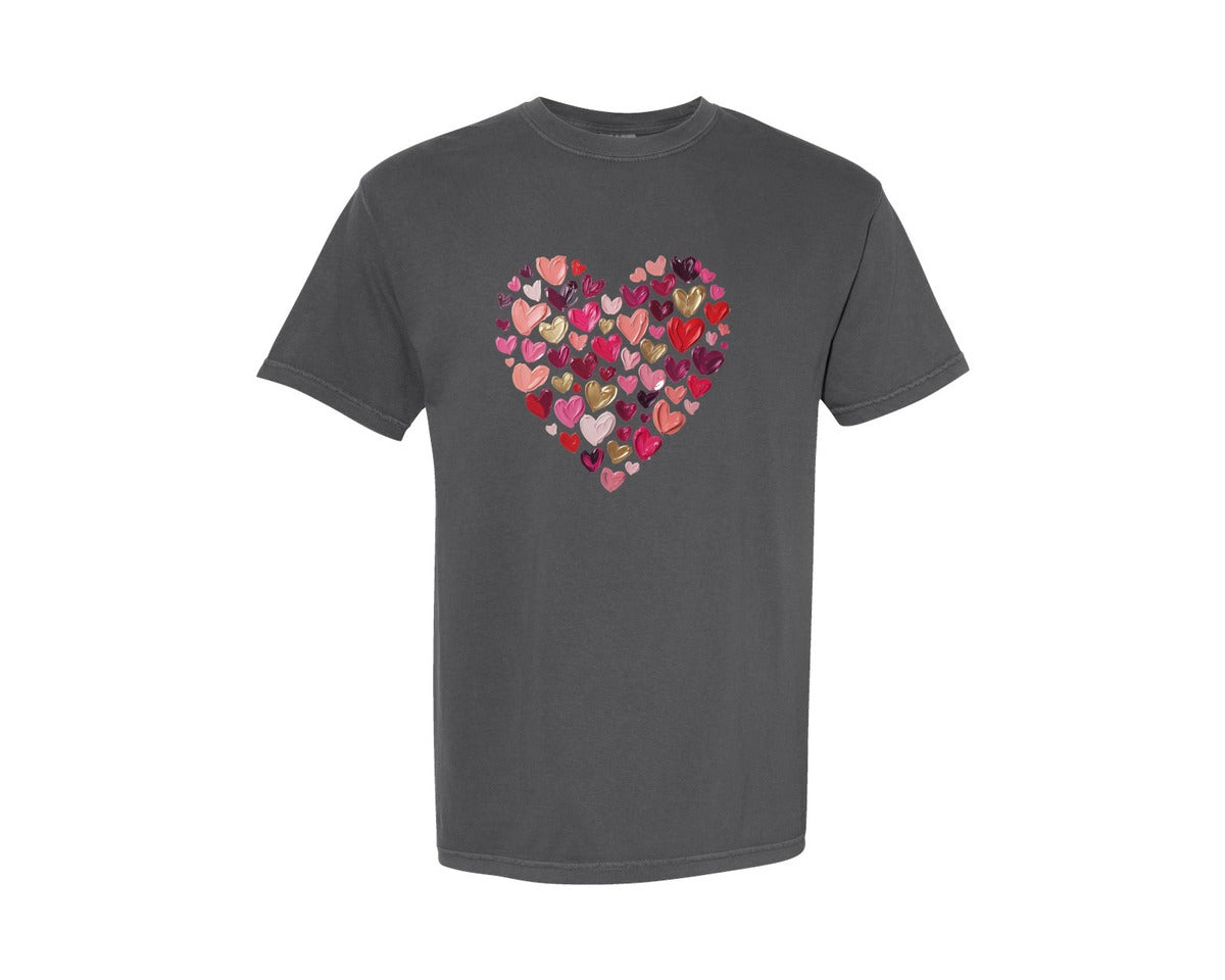 brand:Comfort Colors|color:Pepper|Painted Brushstroke Heart Valentine Graphic T-Shirt