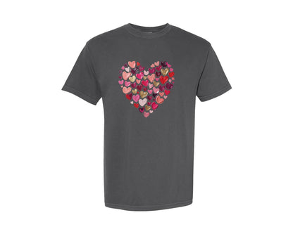 brand:Comfort Colors|color:Pepper|Painted Brushstroke Heart Valentine Graphic T-Shirt