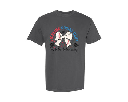 brand:Comfort Colors|color:Pepper|Sideline Social Club Hey Batter Batter Graphic T-Shirt