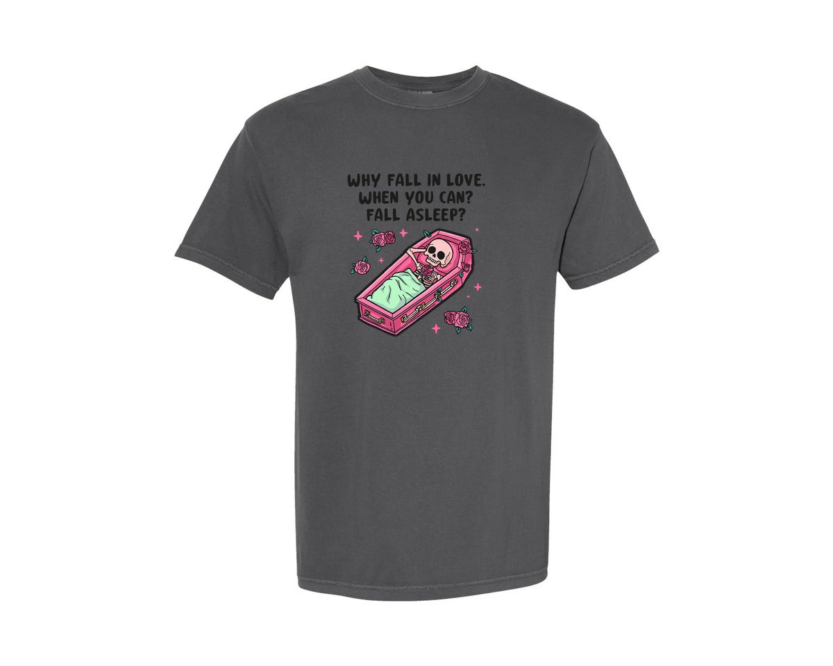 brand:Comfort Colors|color:Pepper|Why Fall In Love Funny Valentine 3 Graphic T-Shirt