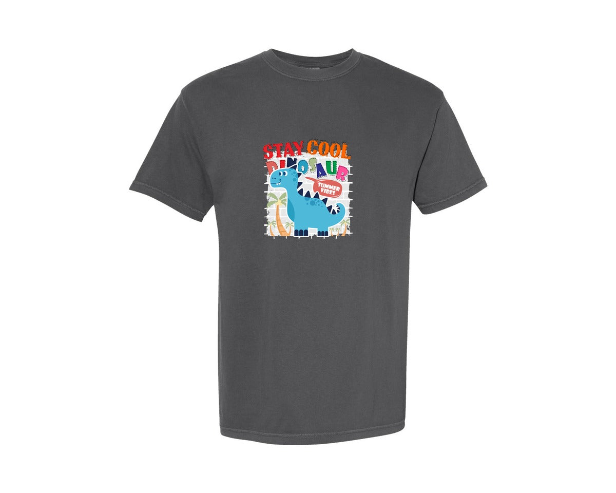 brand:Comfort Colors|color:Pepper|Cute Dinosaur Cartoon T Shirt Design Graphic T-Shirt