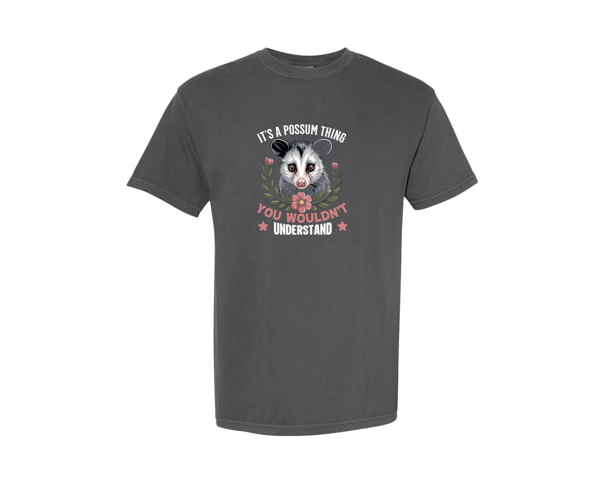 brand:Comfort Colors|color:Pepper|Cute Possum T Shirt Design Graphic T-Shirt