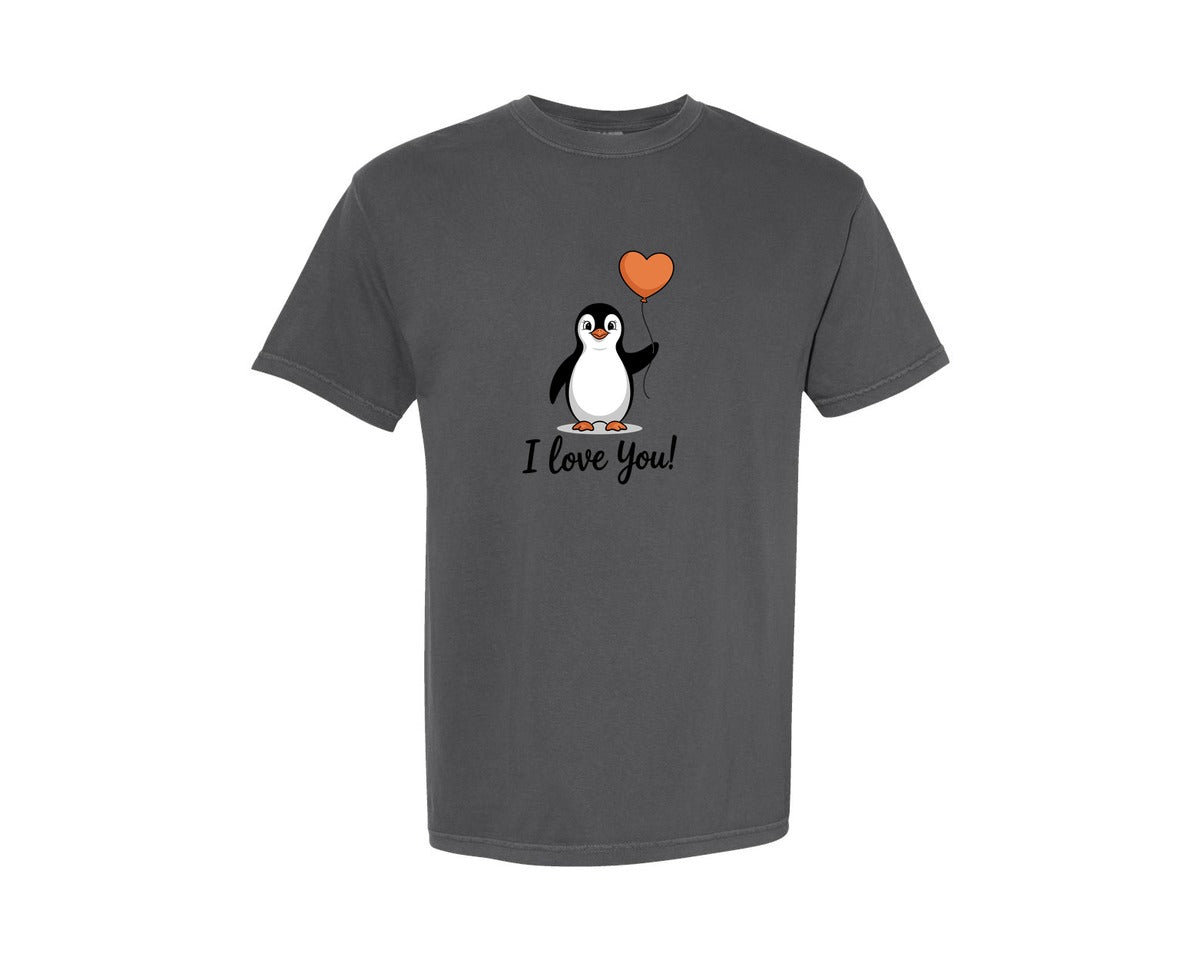 brand:Comfort Colors|color:Pepper|Cute Penguin Love Valentines T Shirt Graphic T-Shirt