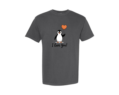 brand:Comfort Colors|color:Pepper|Cute Penguin Love Valentines T Shirt Graphic T-Shirt