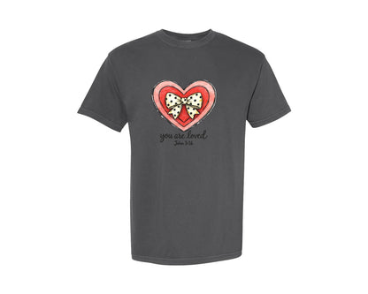 brand:Comfort Colors|color:Pepper|You Are Loved Christian Valentine 2 Graphic T-Shirt