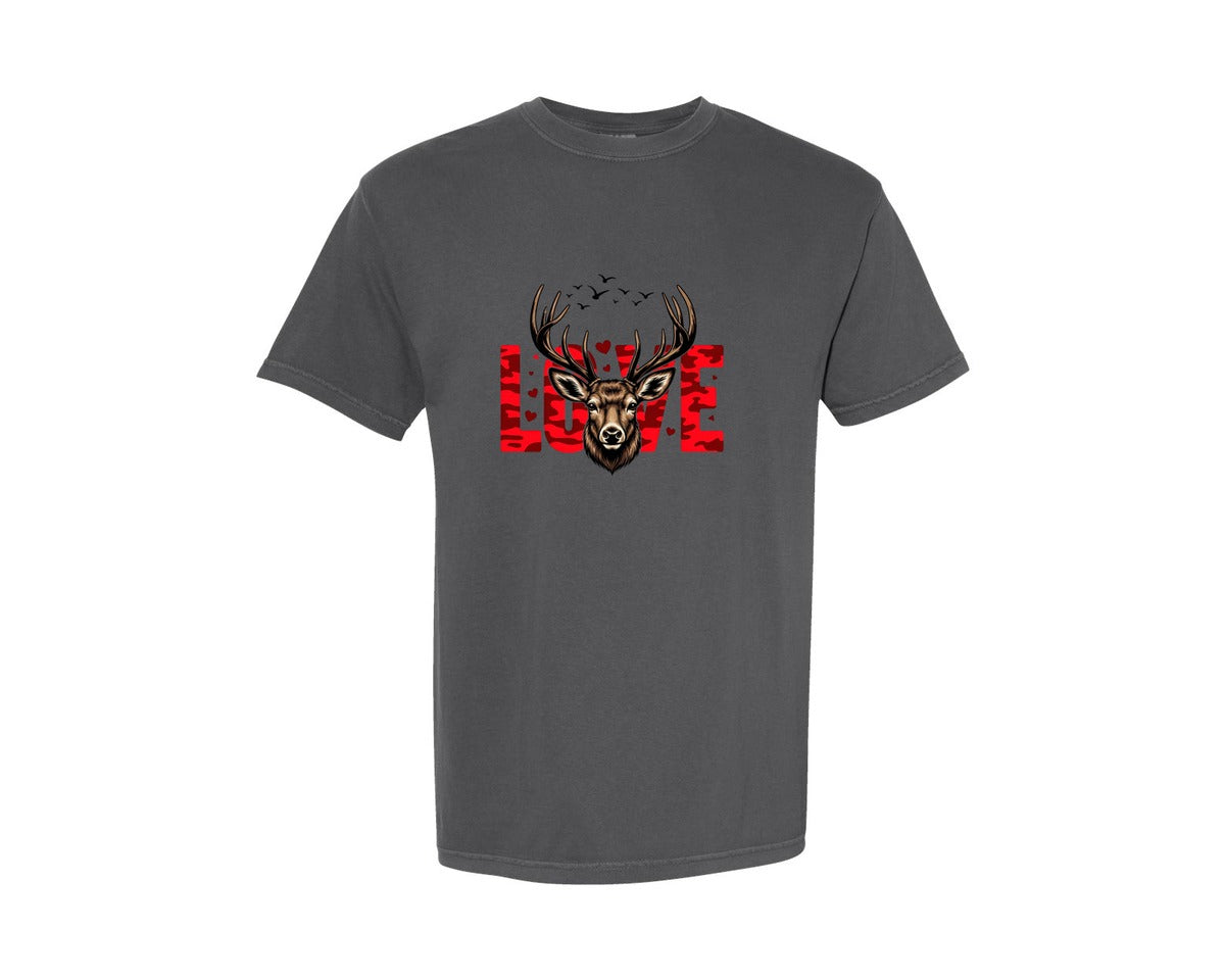 brand:Comfort Colors|color:Pepper|Valentine Buck Retro Hunting Camo P Graphic T-Shirt