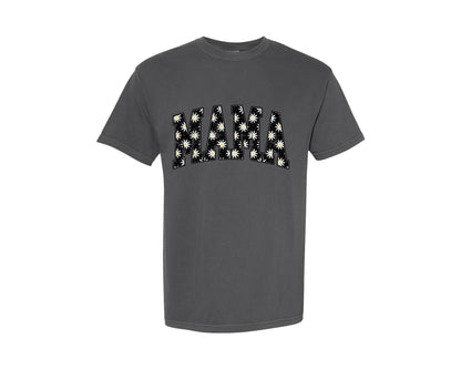 brand:Comfort Colors|color:Pepper|Floral Mama Daisy Spring Vibes Mom Life 2 Graphic T-Shirt