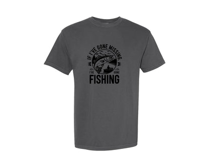 brand:Comfort Colors|color:Pepper|If Ive Gone Missing Ive Gone Fishing T Graphic T-Shirt