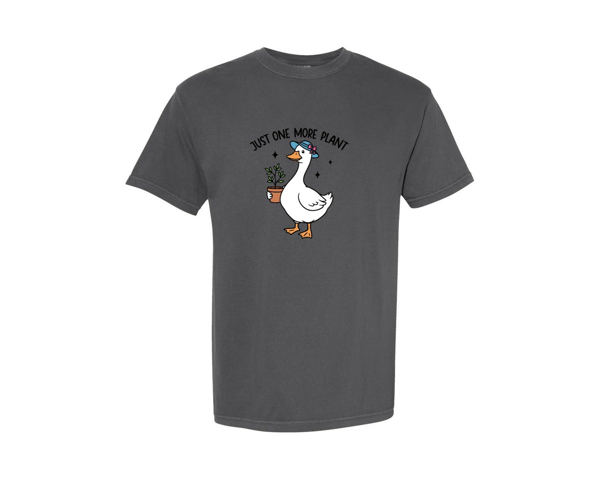 brand:Comfort Colors|color:Pepper|Just One More Plant Funny Goose Graphic T-Shirt