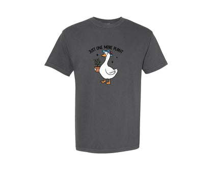 brand:Comfort Colors|color:Pepper|Just One More Plant Funny Goose Graphic T-Shirt