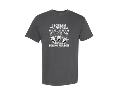 brand:Comfort Colors|color:Pepper|Funny Goat Screaming Shirt Design Graphic T-Shirt
