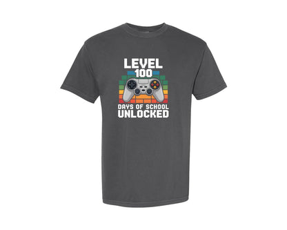 brand:Comfort Colors|color:Pepper|Level 100 Days Of School Unlocked 11 Graphic T-Shirt