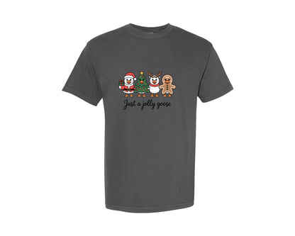brand:Comfort Colors|color:Pepper|Just A Jolly Goose Christmas Goose 15 Graphic T-Shirt