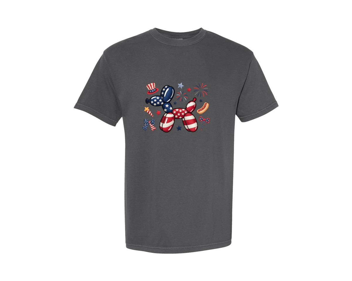 brand:Comfort Colors|color:Pepper|4Th Of July Coquette Patriotic Dog Graphic T-Shirt