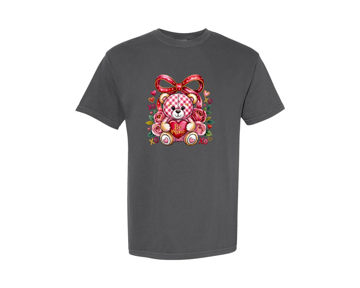 brand:Comfort Colors|color:Pepper|Coquette Valentine Teddy Bear Xoxo Graphic T-Shirt