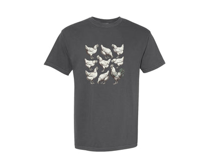 brand:Comfort Colors|color:Pepper|Vintage Retro Farm Chicken Graphic T-Shirt