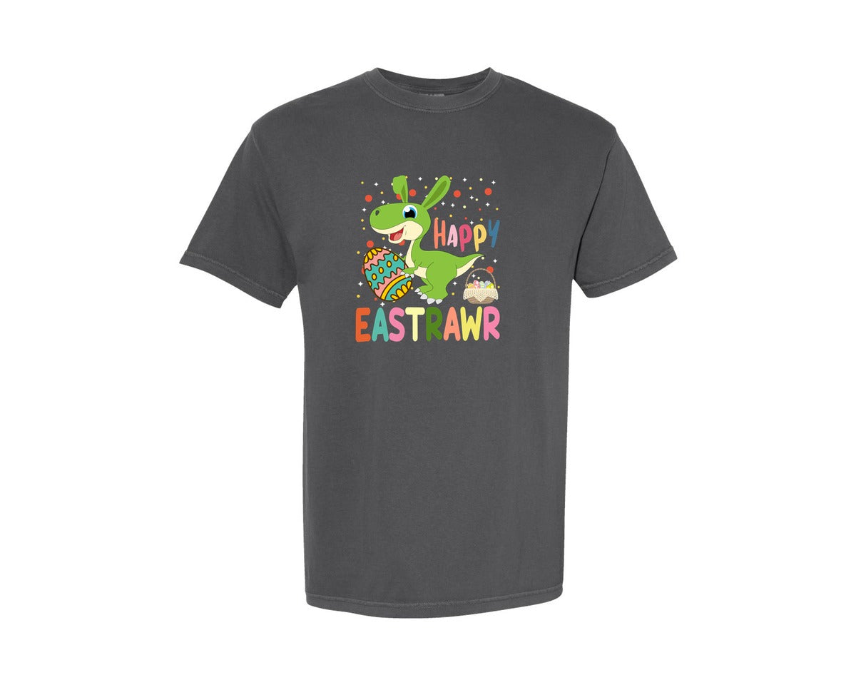 brand:Comfort Colors|color:Pepper|Happy Eastrawr Happy Easter Dinosaur 2 Graphic T-Shirt