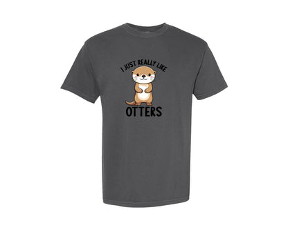 brand:Comfort Colors|color:Pepper|I Just Really Like Otters T Shirt Graphic T-Shirt