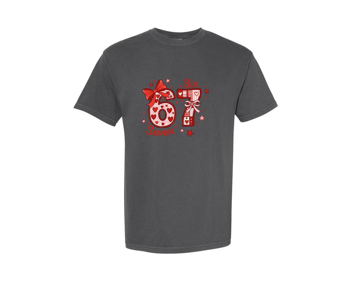 brand:Comfort Colors|color:Pepper|Coquette Valentine 67 Six Seven 3 Graphic T-Shirt