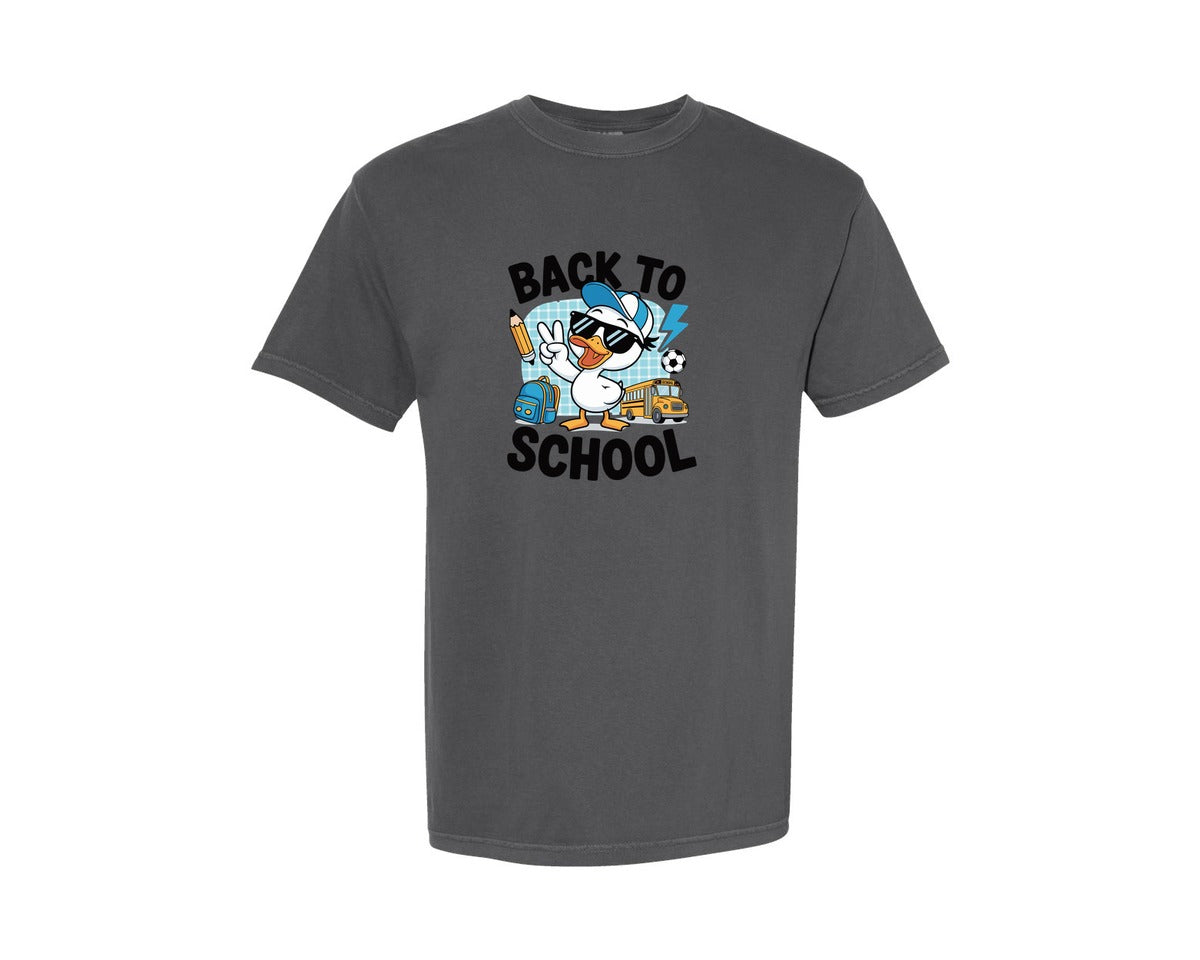 brand:Comfort Colors|color:Pepper|Back To School Boy Goose First Day Graphic T-Shirt