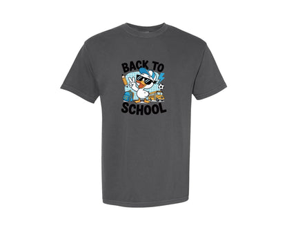 brand:Comfort Colors|color:Pepper|Back To School Boy Goose First Day Graphic T-Shirt