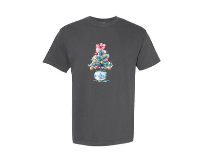 brand:Comfort Colors|color:Pepper|Preppy Christmas Tree Graphic Graphic T-Shirt