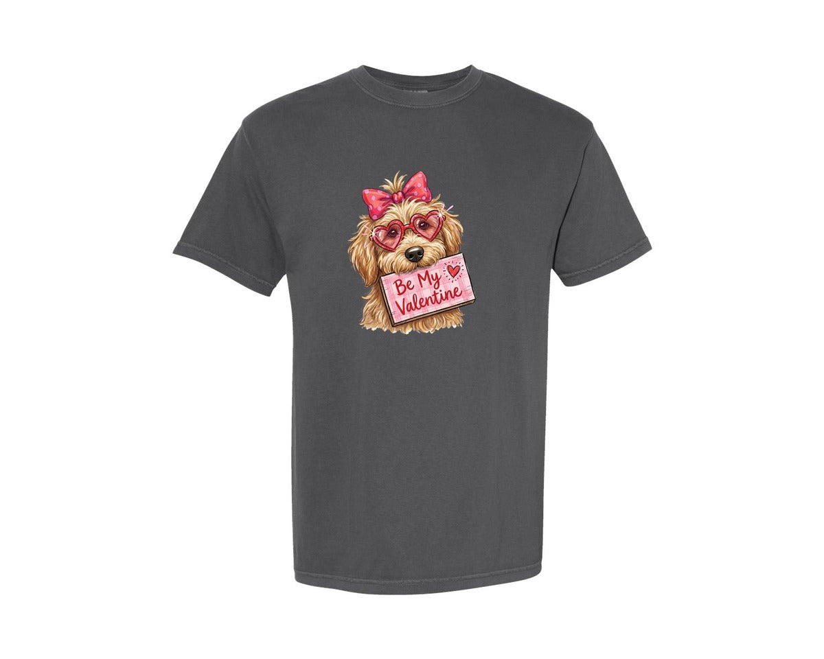 brand:Comfort Colors|color:Pepper|Be My Valentine Doodle Dog Graphic T-Shirt