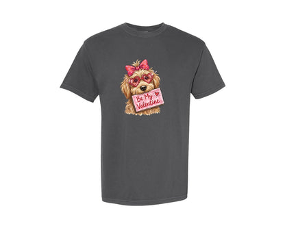 brand:Comfort Colors|color:Pepper|Be My Valentine Doodle Dog Graphic T-Shirt