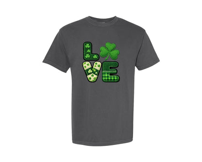 brand:Comfort Colors|color:Pepper|Crochet St Patricks Day Love Graphic T-Shirt
