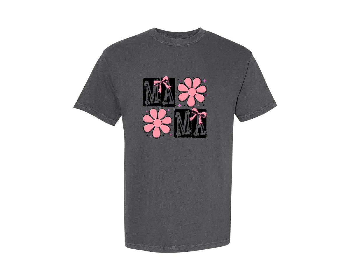 brand:Comfort Colors|color:Pepper|Mama Coquette Bow Mama Bow Graphic T-Shirt