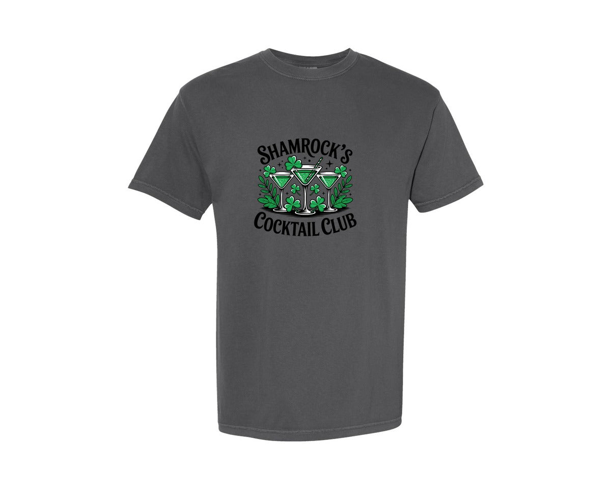 brand:Comfort Colors|color:Pepper|Shamrocks Cocktail Club St Patricks Day Graphic T-Shirt