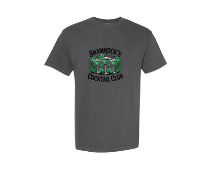 brand:Comfort Colors|color:Pepper|Shamrocks Cocktail Club St Patricks Day Graphic T-Shirt