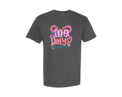 brand:Comfort Colors|color:Pepper|Happy 100 Days Of School Bow 2 Graphic T-Shirt