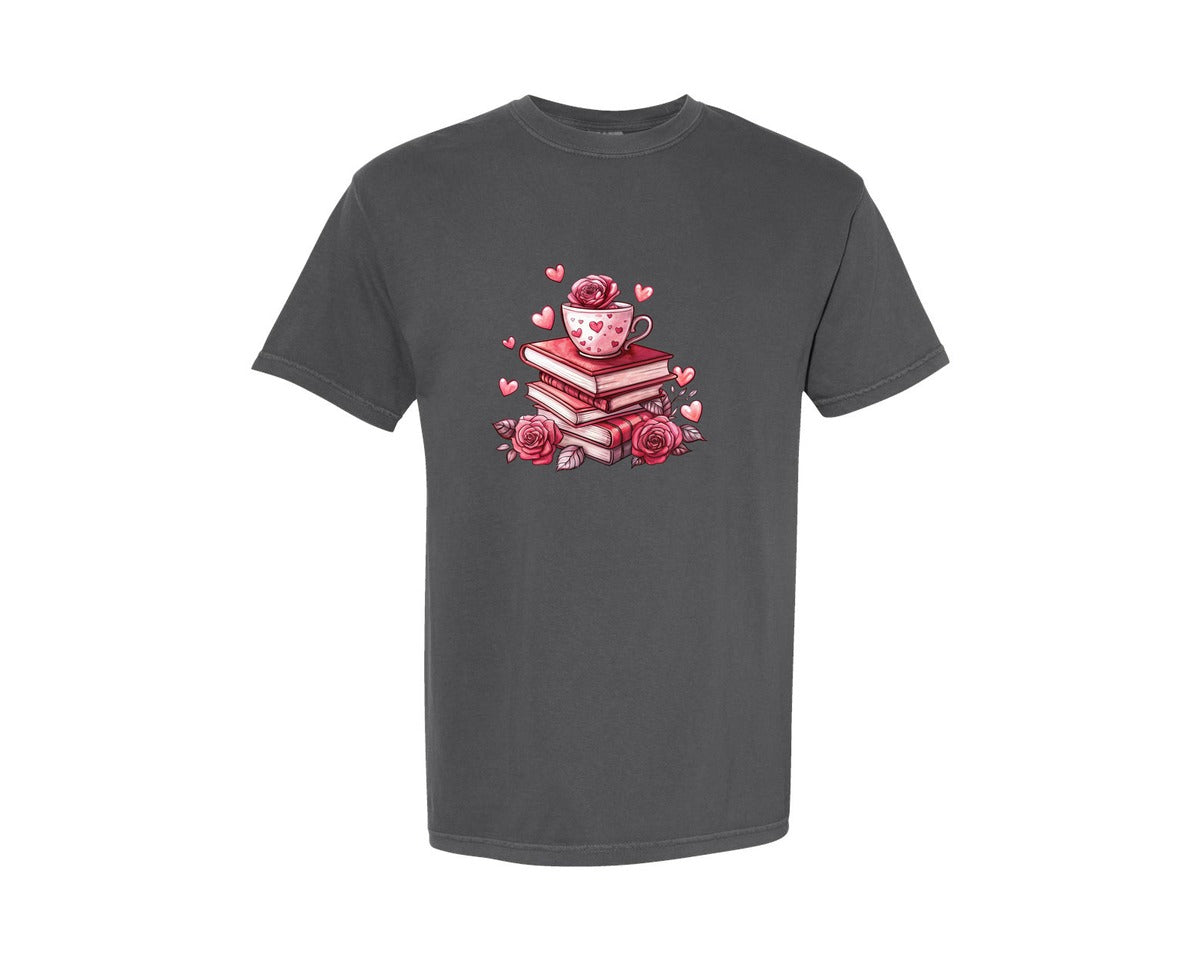 brand:Comfort Colors|color:Pepper|Valentine Book Lover 5 Graphic T-Shirt