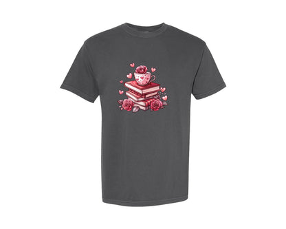 brand:Comfort Colors|color:Pepper|Valentine Book Lover 5 Graphic T-Shirt