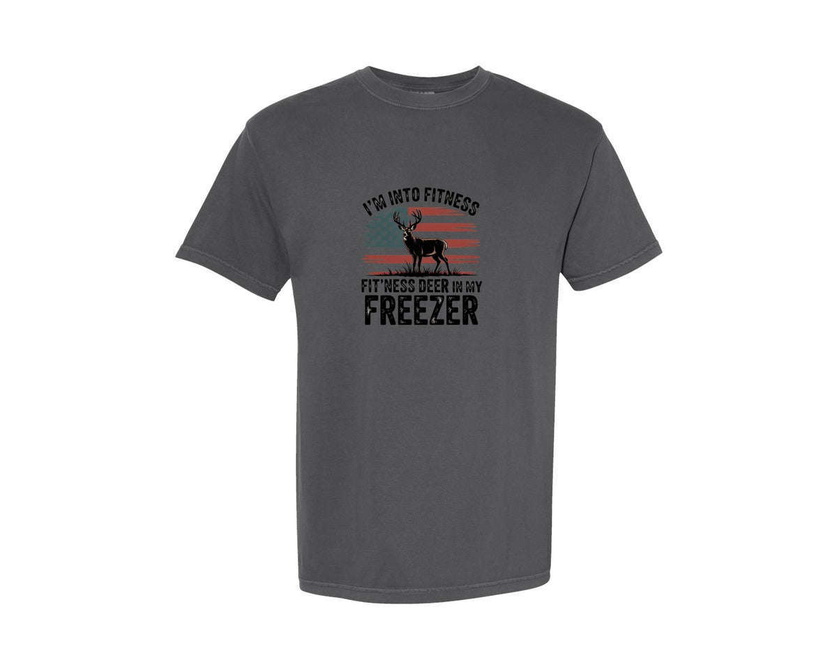 brand:Comfort Colors|color:Pepper|Hunting Fitness Deer In My Freezer Graphic T-Shirt