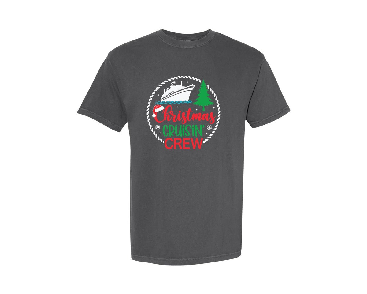 brand:Comfort Colors|color:Pepper|Christmas Cruising Crew Family Cruise Graphic T-Shirt