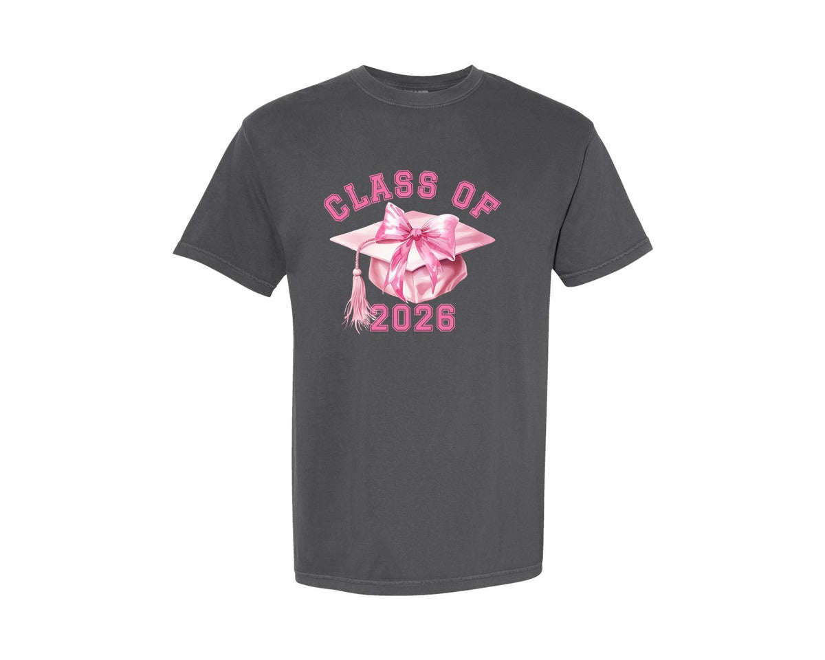 brand:Comfort Colors|color:Pepper|Preppy Varsity Class Of Senior 2026 Graphic T-Shirt