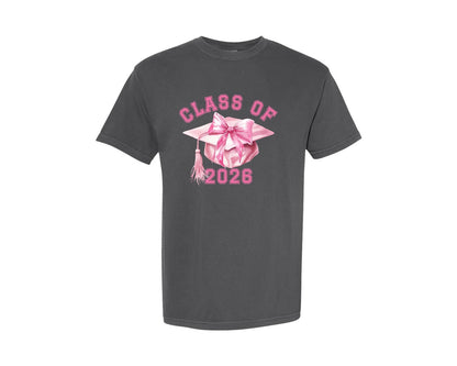 brand:Comfort Colors|color:Pepper|Preppy Varsity Class Of Senior 2026 Graphic T-Shirt