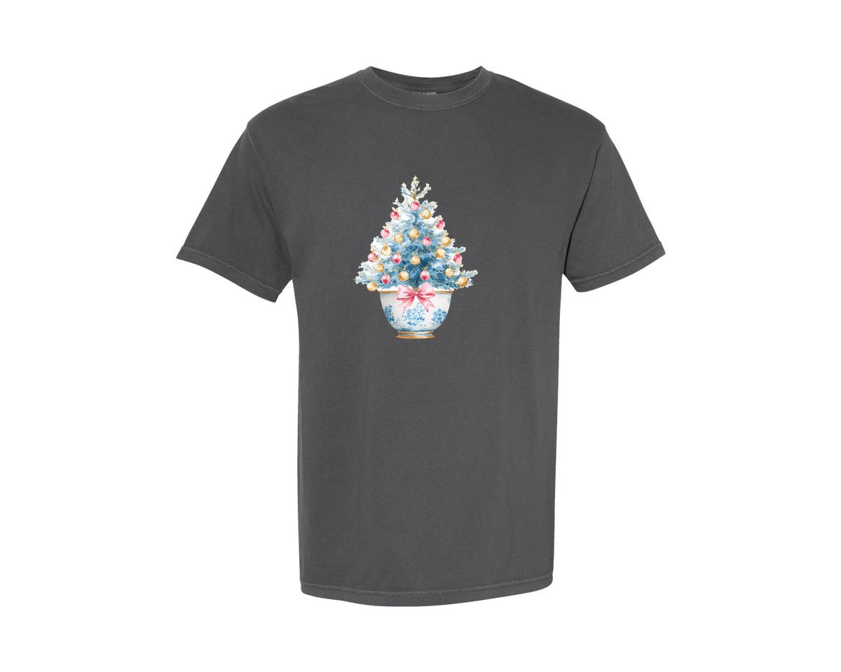 brand:Comfort Colors|color:Pepper|Preppy Christmas Tree Graphic 18 Graphic T-Shirt