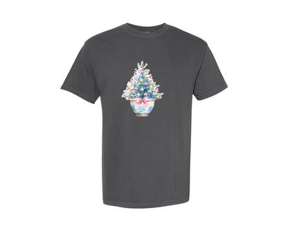 brand:Comfort Colors|color:Pepper|Preppy Christmas Tree Graphic 18 Graphic T-Shirt