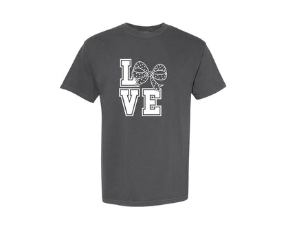 brand:Comfort Colors|color:Pepper|Varsity Love Bow Valentine Day Graphic T-Shirt