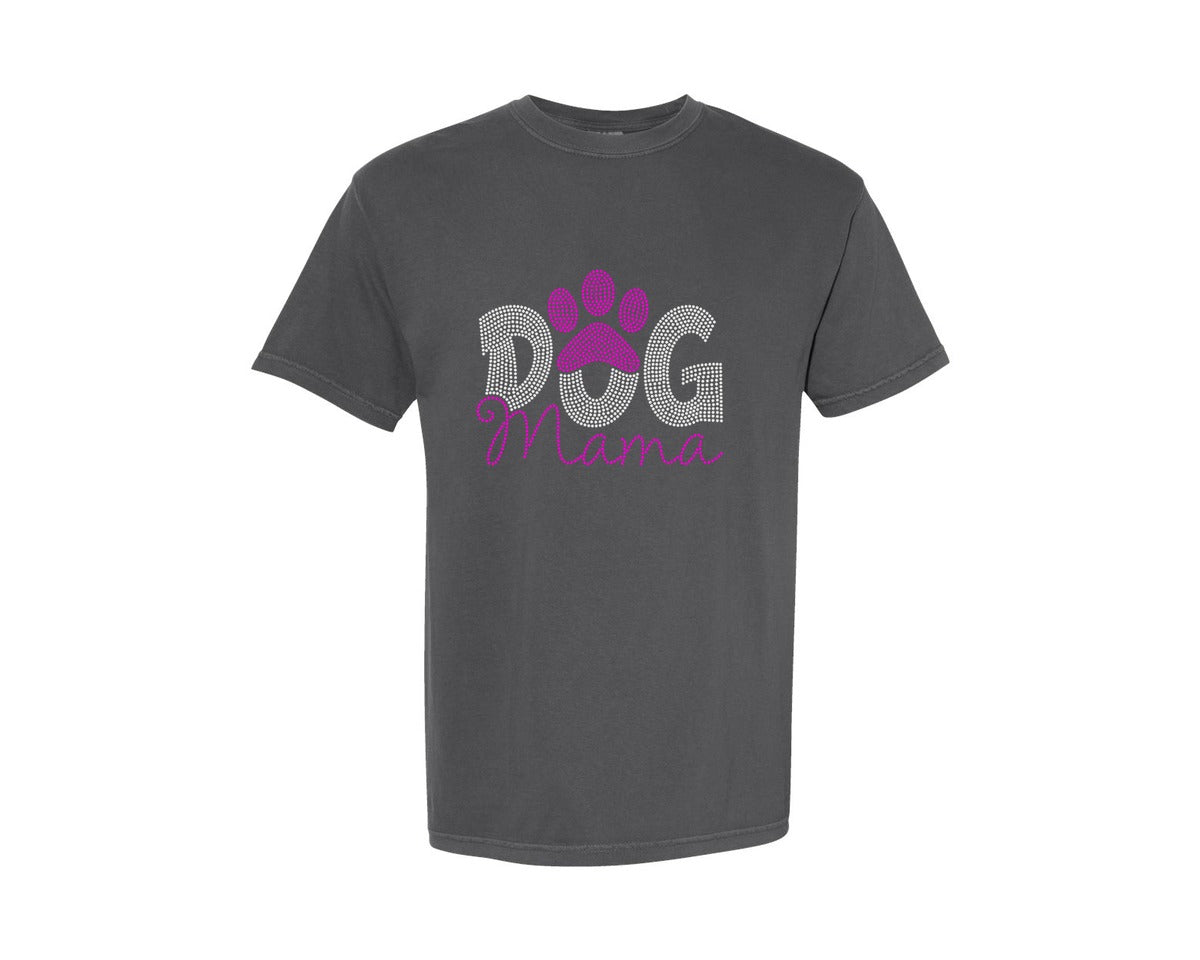brand:Comfort Colors|color:Pepper|Dog Mama Rhinestone Template 5 Graphic T-Shirt