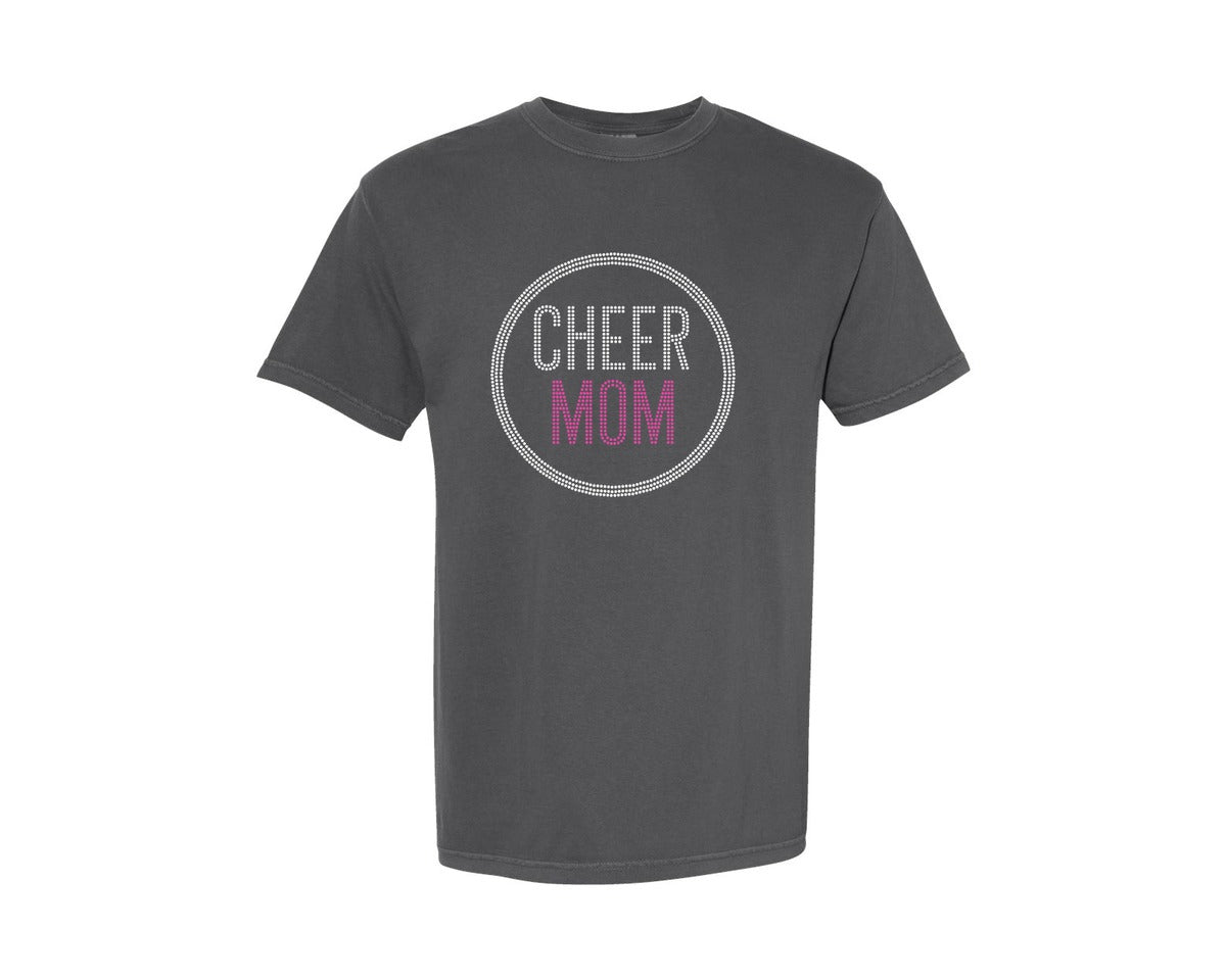 brand:Comfort Colors|color:Pepper|Cheer Mom Rhinestone Template 4 Graphic T-Shirt