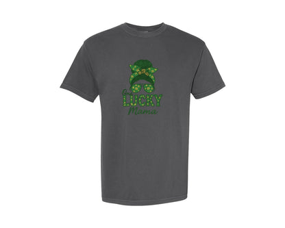 brand:Comfort Colors|color:Pepper|St Patricks One Lucky Mama Graphic T-Shirt