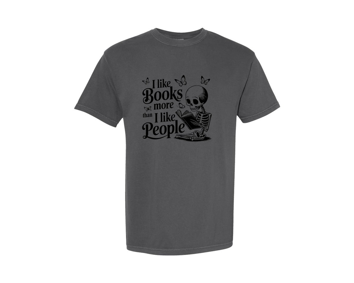 brand:Comfort Colors|color:Pepper|I Like Books More Than I Like People 3 Graphic T-Shirt