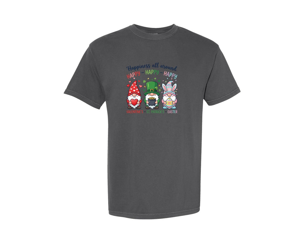 brand:Comfort Colors|color:Pepper|Holiday Gnome Trio Graphic T-Shirt
