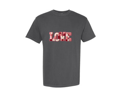 brand:Comfort Colors|color:Pepper|Checkered Valentine Love Graphic T-Shirt